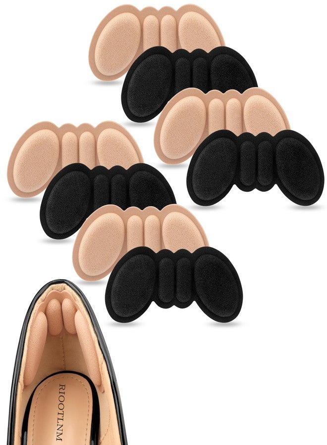 Riootlnm Heel Pads for Shoes Too Big, Shoe Inserts for Loose Shoes, Heel Grips Protectors for Blisters Pain, Filler Make Shoes Fit Tighter, Rubbing, Prevent Slip for Women Men (4PairsRosyBrownBlack) - Image 1